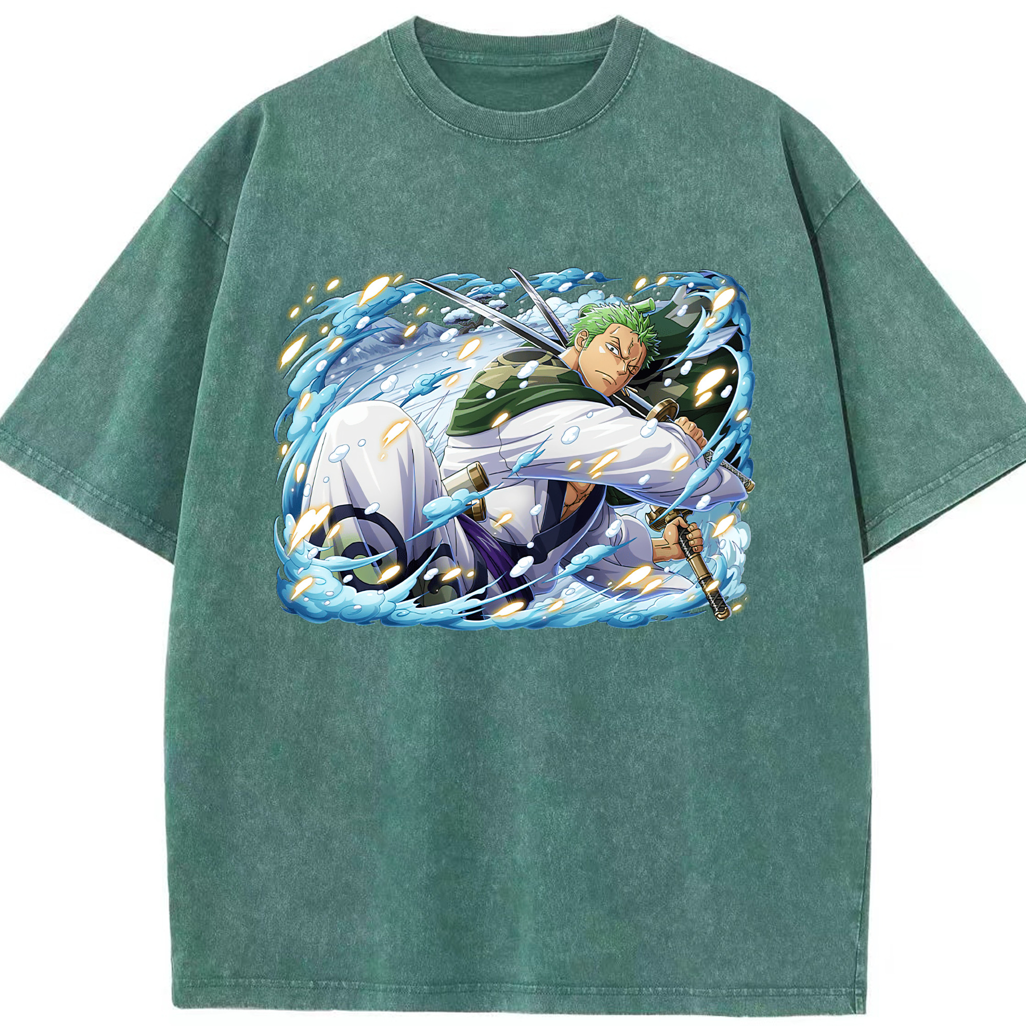 ワンピース ロロノア・ゾロ ONE PIECE Roronoa Zoro 綿100% ヴィンテージ風 半袖Tシャツ（フロントプリント）